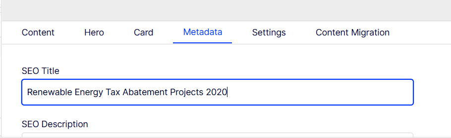 Optimizely - Metadata Tab -SEO Title